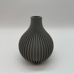 Premium Modern Ribbed Vase in Dark Gray - Scandinavian Design Flower Pot or Decorative Object