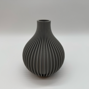 Alternative view of Premium Modern Ribbed Vase in Dark Gray - Scandinavian Design Flower Pot or Decorative Object
