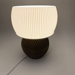 Alternative view of Premium Designer Table Lamp 'Drift' with Modern Ribbed Shade and Stylish Geometric Base - Unique Warm Light