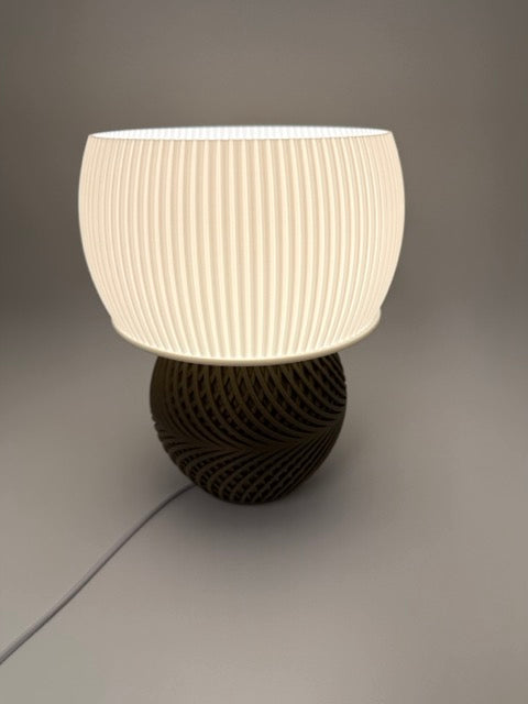 Premium Designer Table Lamp 'Drift' with Modern Ribbed Shade and Stylish Geometric Base - Unique Warm Light - Image 2