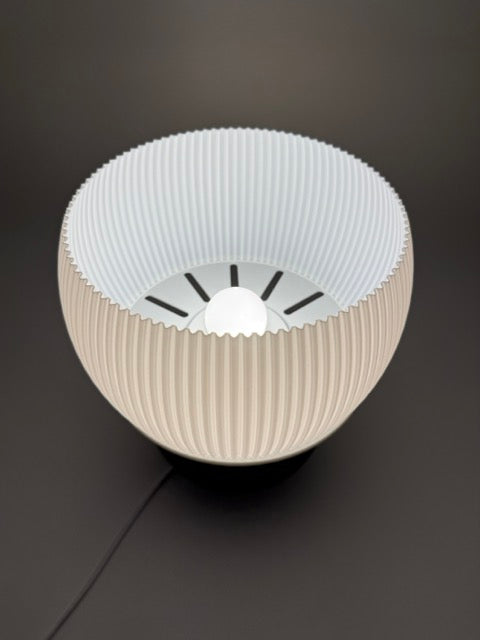 Premium Designer Table Lamp 'Drift' with Modern Ribbed Shade and Stylish Geometric Base - Unique Warm Light - Image 5