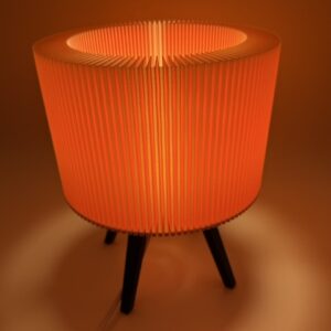 Alternative view of Premium Modern Table Lamp 'Ribble' with Pink Ribbed Shade and Black Base - Unique Mood Lighting