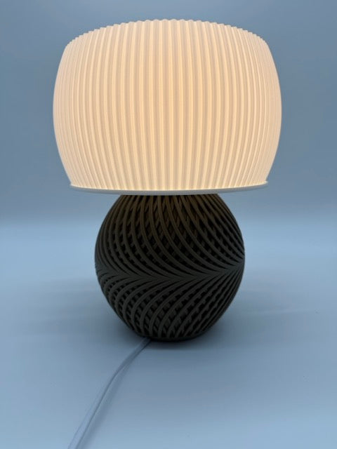 Premium Designer Table Lamp 'Drift' with Modern Ribbed Shade and Stylish Geometric Base - Unique Warm Light - Image 3
