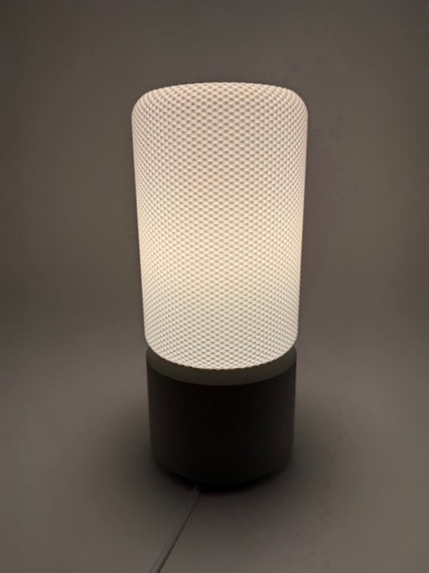 Premium Modern Table Lamp 'Dots' with Cylindrical White Shade and Gray Base - Stylish Mood Lighting - Image 6